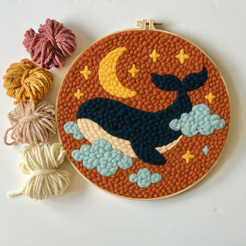 Moon And Whale Punch Needle Kit - Adorable Animal Craft | Diy Gifts For Friends - image 3