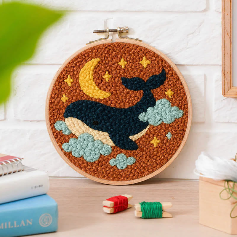 Moon And Whale Punch Needle Kit - Adorable Animal Craft | Diy Gifts For Friends - image 8