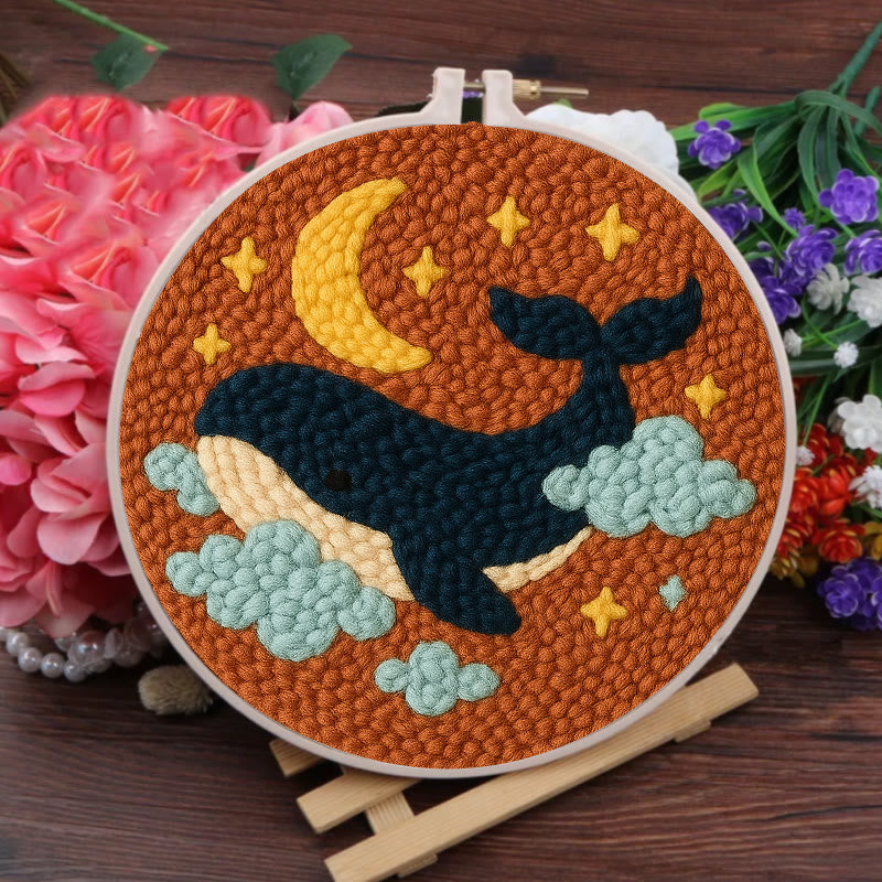 Moon And Whale Punch Needle Kit - Adorable Animal Craft | Diy Gifts For Friends - image 5