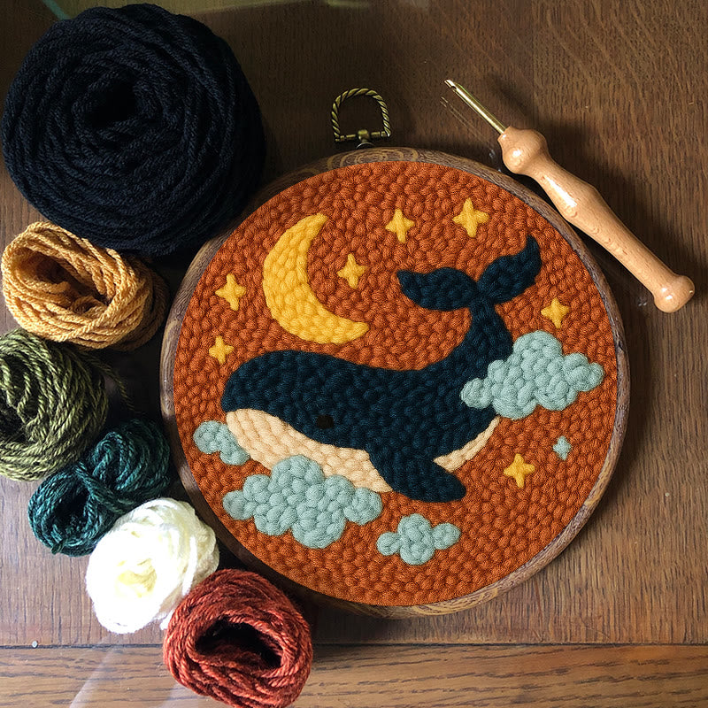 Moon And Whale Punch Needle Kit - Adorable Animal Craft | Diy Gifts For Friends - image 4