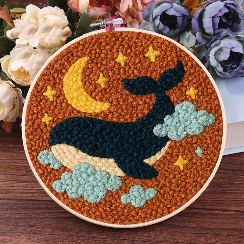 Moon And Whale Punch Needle Kit - Adorable Animal Craft | Diy Gifts For Friends - image 6