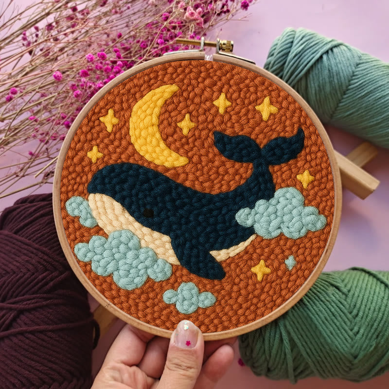 Moon And Whale Punch Needle Kit - Adorable Animal Craft | Diy Gifts For Friends - image 7