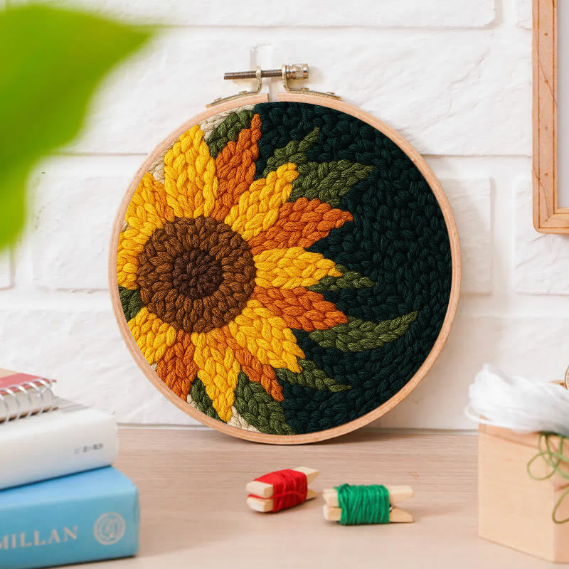  Sunflower Punch Needle Kit - Handmade Floral Craft | Perfect For Room Decor - image 1