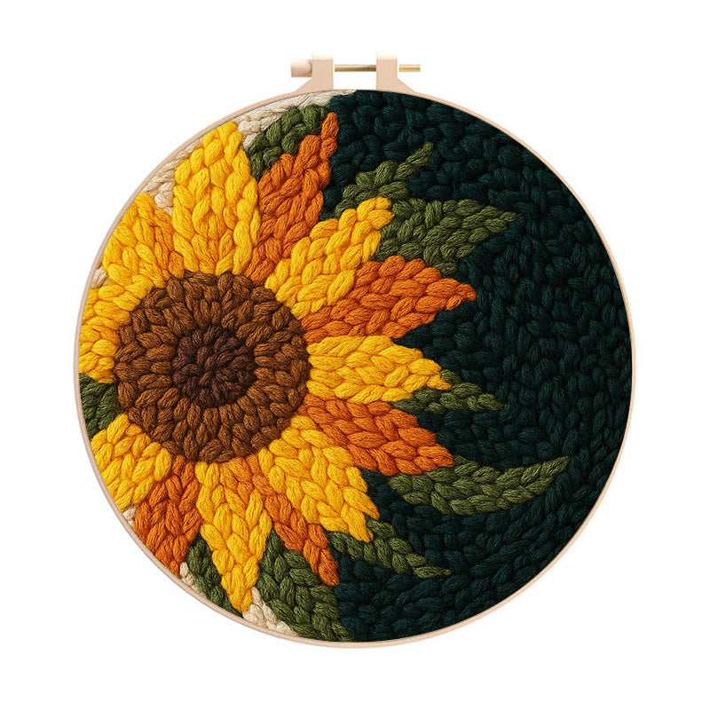  Sunflower Punch Needle Kit - Handmade Floral Craft | Perfect For Room Decor - 20cm*20cm - image 0