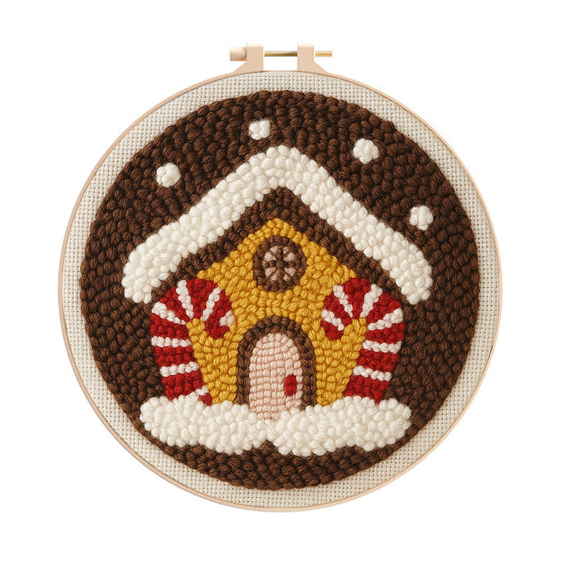 Gingerbread House Punch Needle Kit - Handmade Christmas Ornaments | Perfect For Christmas Coasters  - 20cm*20cm - image 0