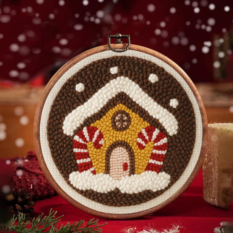 Gingerbread House Punch Needle Kit - Handmade Christmas Ornaments | Perfect For Christmas Coasters  - image 1