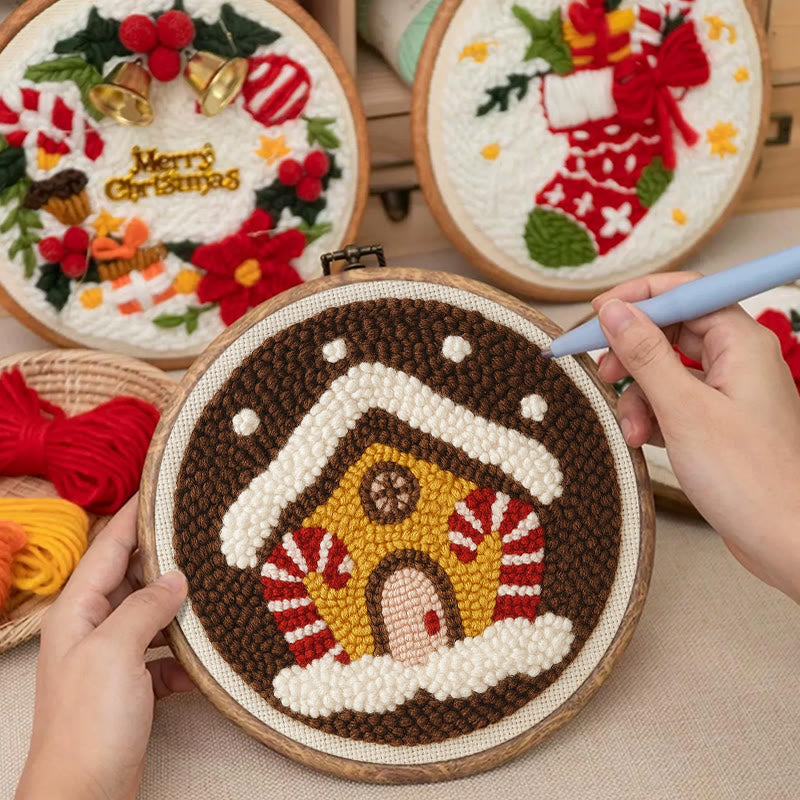 Gingerbread House Punch Needle Kit - Handmade Christmas Ornaments | Perfect For Christmas Coasters  - image 4