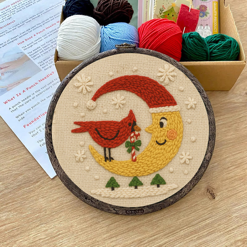 Christmas Night Punch Needle Kit - Adorable Cardinal Handicraft | Diy Wall Hanging Ornament - image 5
