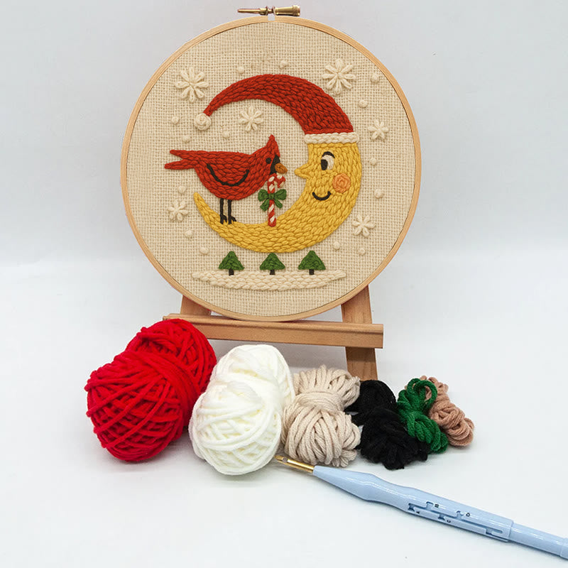 Christmas Night Punch Needle Kit - Adorable Cardinal Handicraft | Diy Wall Hanging Ornament - image 9