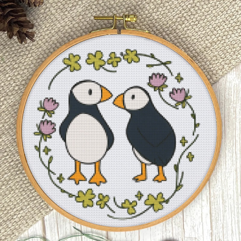  Cross Stitch Kit - Little Puffins | Animal Sewing Pattern | Diy Handmade Project - image 2