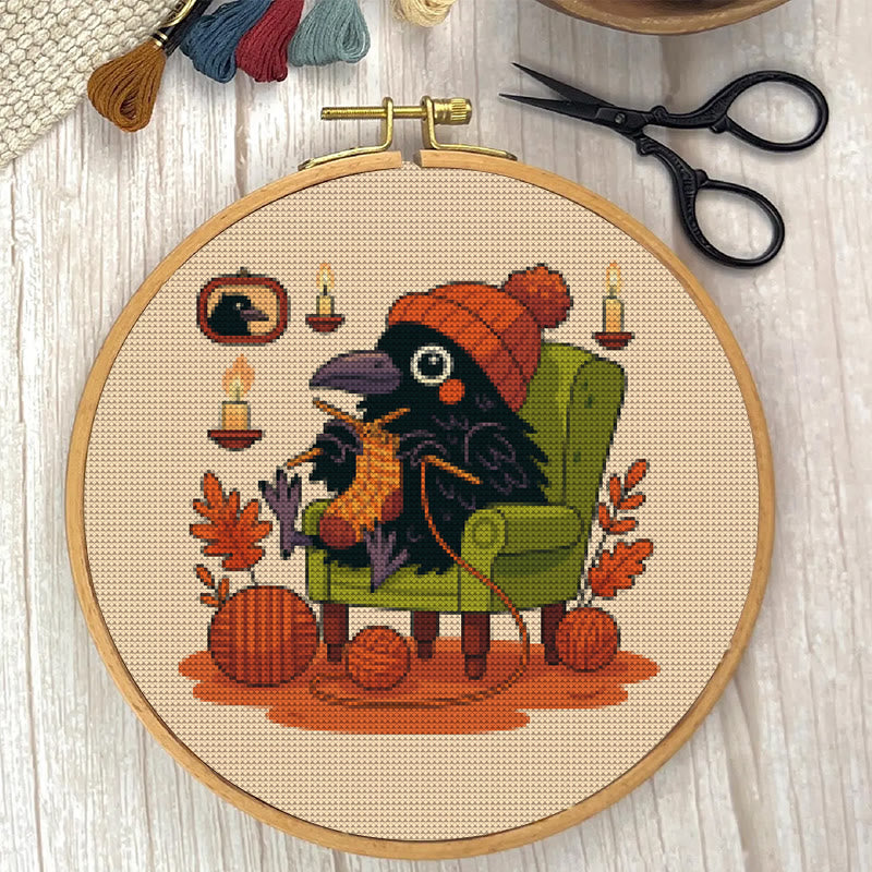  Cross Stitch Kit - Sewing Raven | Cute Bird Craft | Perfect Gifts For Knitting Lover  - image 2