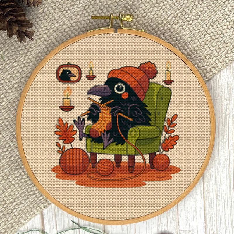  Cross Stitch Kit - Sewing Raven | Cute Bird Craft | Perfect Gifts For Knitting Lover  - image 1