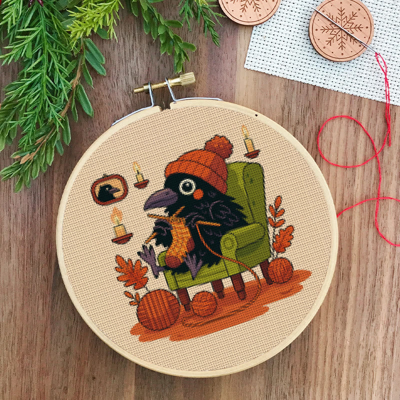  Cross Stitch Kit - Sewing Raven | Cute Bird Craft | Perfect Gifts For Knitting Lover  - image 5