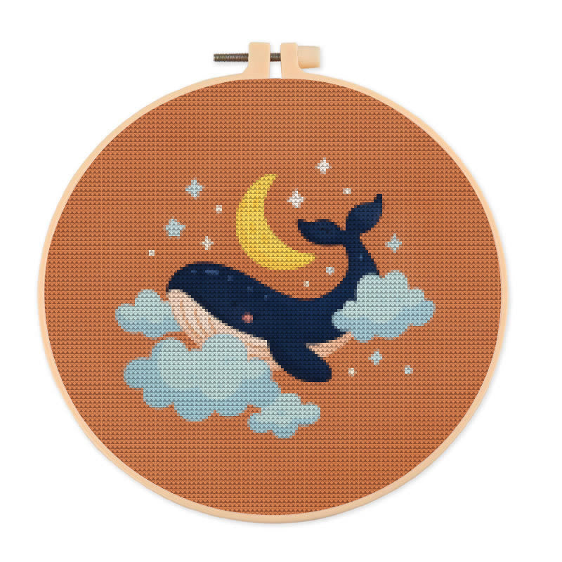  Cross Stitch Kit - Whale In The Cloud | Easy Needlework Craft | Perfect For Home Decor - 20×20cm - image 0