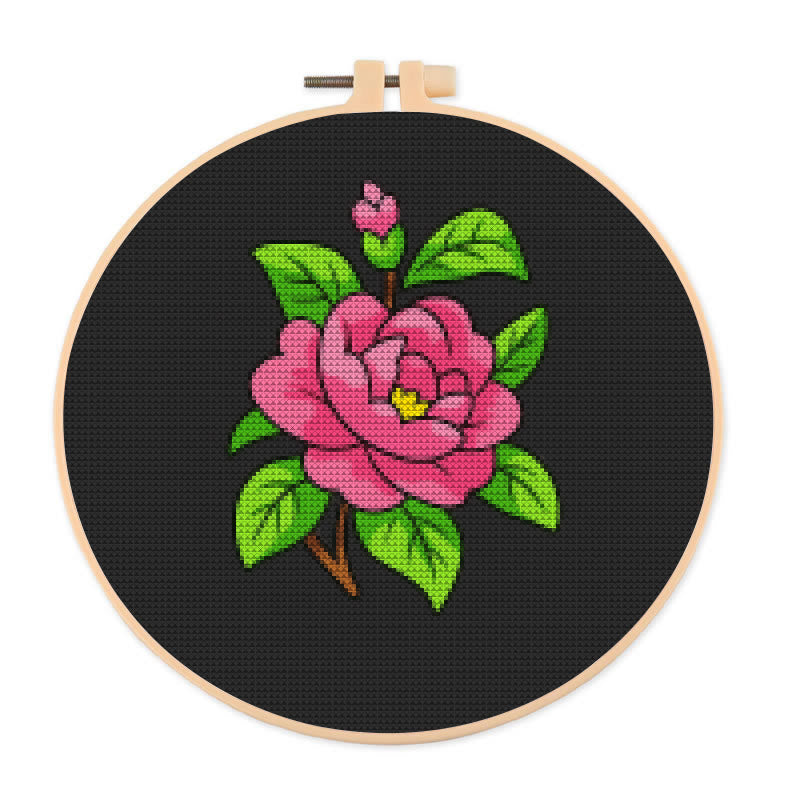  Cross Stitch Kit - Blooming Rose | Diy Floral Handicraft | Office Wall Decorations - 20×20cm - image 0