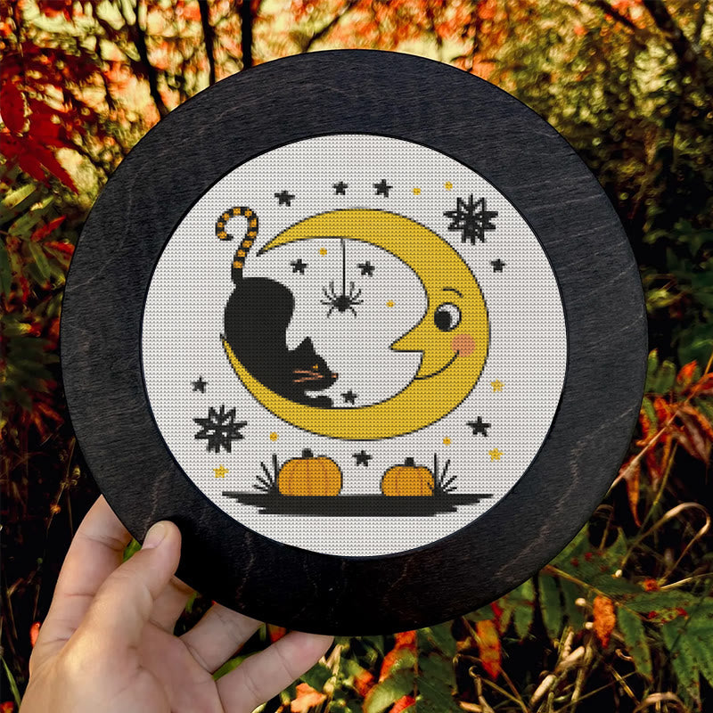  Cross Stitch Kit - Black Cat And Moon | Spooky Halloween Decor | Diy Needlework Collection - image 8