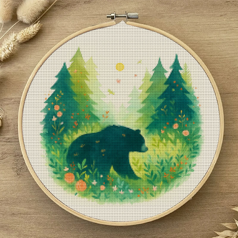  Cross Stitch Kit - Bear In The Forest | Unique Sewing Collection | Charming Landscape Craft  - image 6