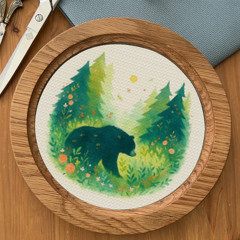  Cross Stitch Kit - Bear In The Forest | Unique Sewing Collection | Charming Landscape Craft  - image 5