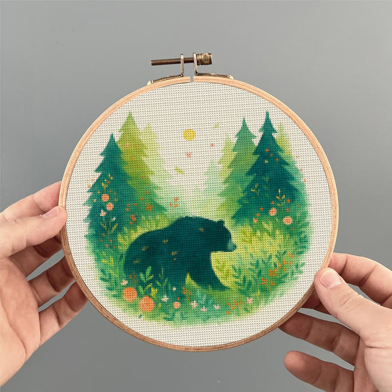  Cross Stitch Kit - Bear In The Forest | Unique Sewing Collection | Charming Landscape Craft  - image 3