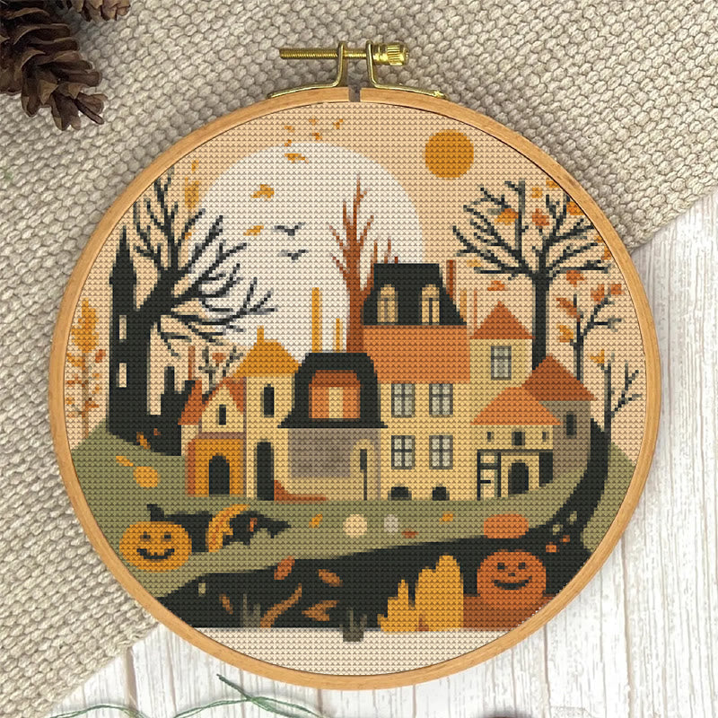  Cross Stitch Kit - Halloween Haunted House | Diy Holiday Ornament | Autumn Town Handicraft  - image 2