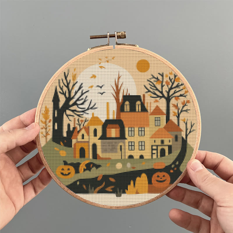  Cross Stitch Kit - Halloween Haunted House | Diy Holiday Ornament | Autumn Town Handicraft  - image 3