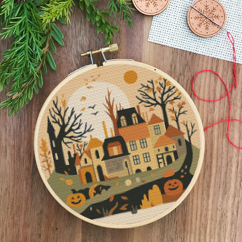  Cross Stitch Kit - Halloween Haunted House | Diy Holiday Ornament | Autumn Town Handicraft  - image 7