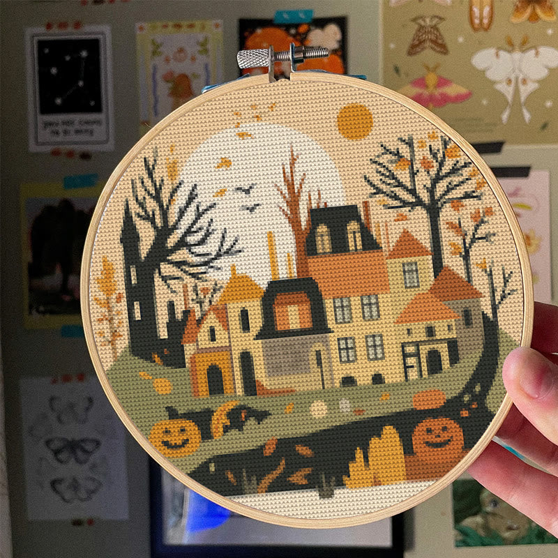  Cross Stitch Kit - Halloween Haunted House | Diy Holiday Ornament | Autumn Town Handicraft  - image 5