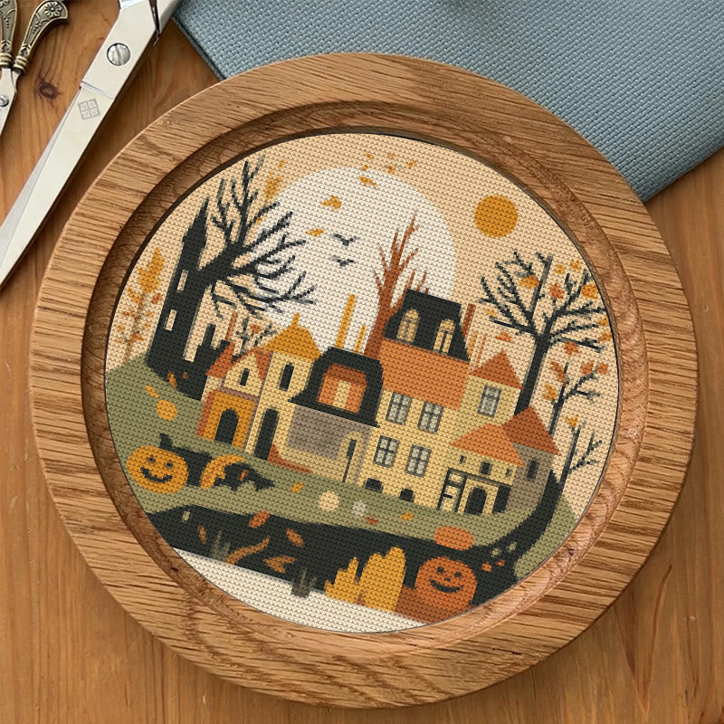  Cross Stitch Kit - Halloween Haunted House | Diy Holiday Ornament | Autumn Town Handicraft  - image 4