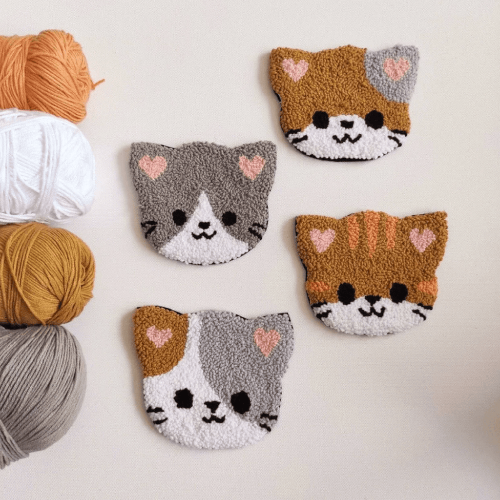 Punch Needle Cat Series Coaster Kits - Cat Lovers Birthday Gift | Diy Fridge Magnets | Perfect For Home Decor - image 0