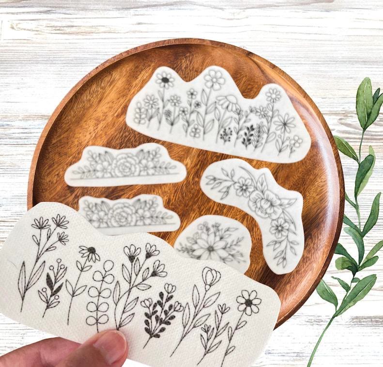  Wildflowers Stick And Stitch Patterns | Diy Floral Embroidery | Perfect For Handmade Crafters - 6pcs - image 0