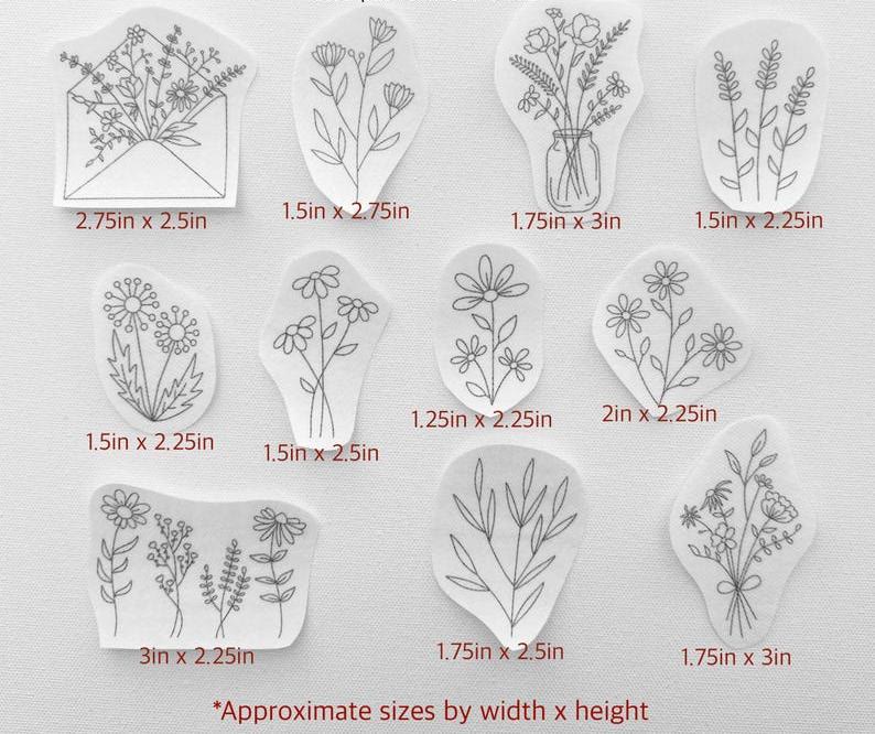 Botanical Stick And Stitch Patterns |  Water-soluble Stickers | Nice For Cloth Diy Embroidery  - 11pcs - image 4