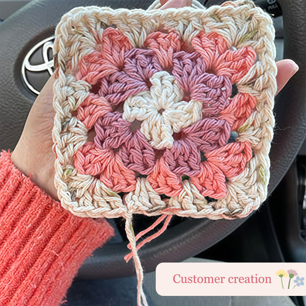 Diy Handmade Granny Square Crochet Kit - Classic Crocheted Coasters | Beginners Handmade Crfat - image 3