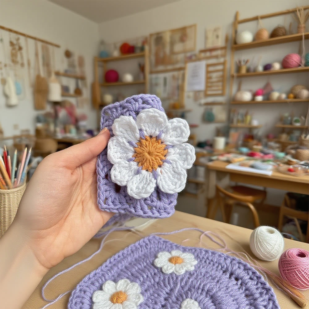Diy Handmade 3d Flower Coasters Crochet Kit - Floral Granny Square Craft  | Perfect For Diy Project  - image 1