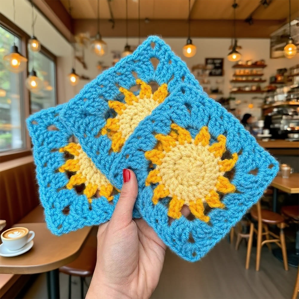 Diy Handmade Sun Granny Square Crochet Kit -  Easy Crochet Pattern | Suitable For Handmade Enthusiasts - image 1