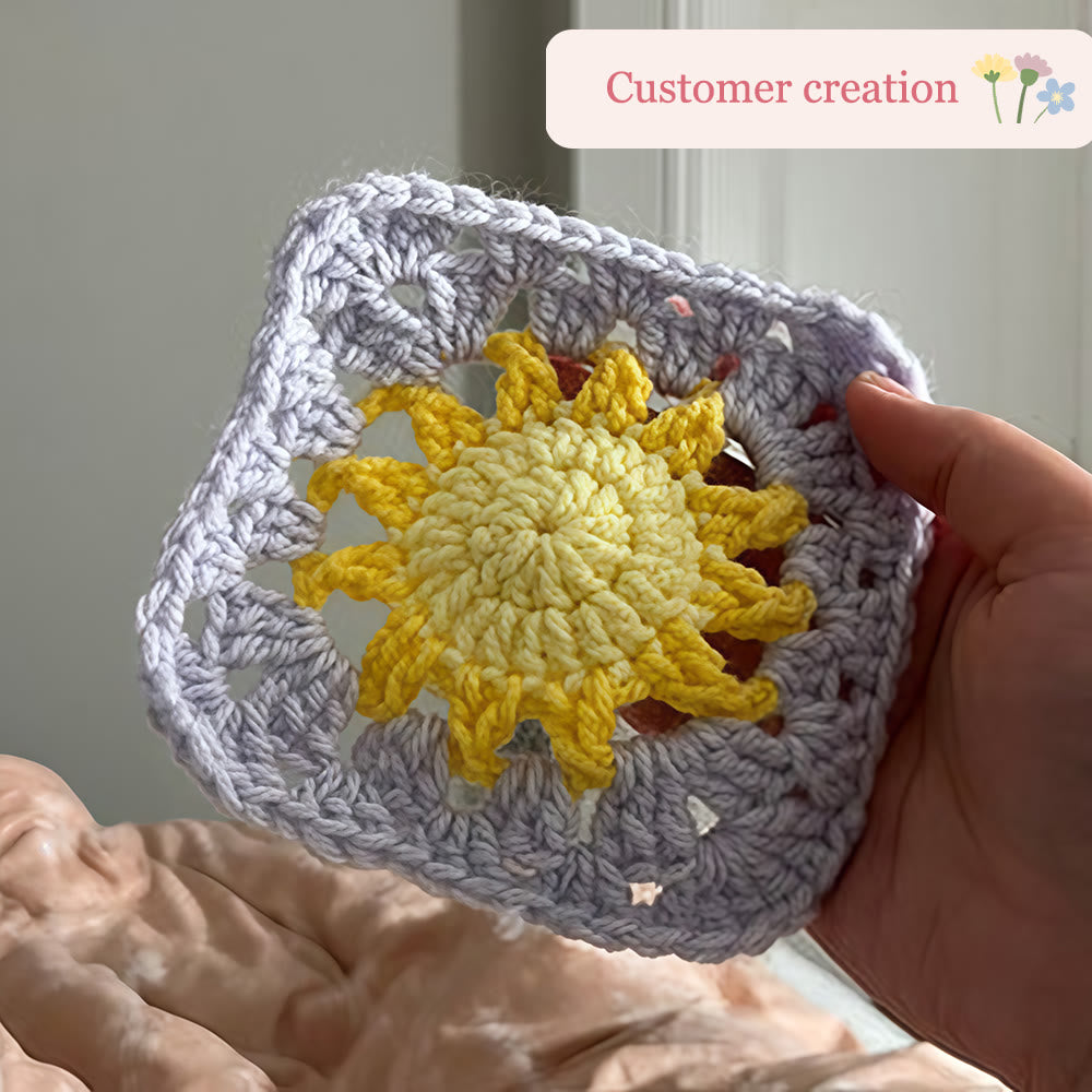 Diy Handmade Sun Granny Square Crochet Kit -  Easy Crochet Pattern | Suitable For Handmade Enthusiasts - image 7