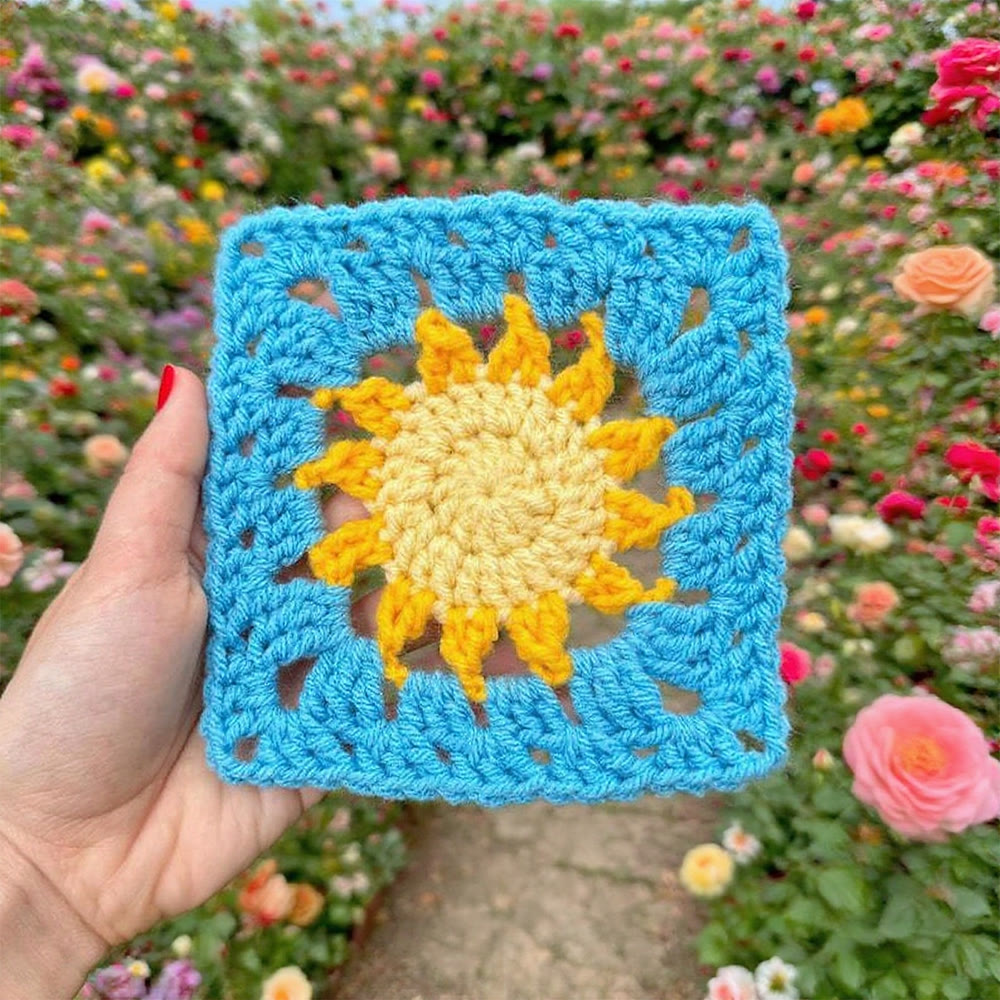 Diy Handmade Sun Granny Square Crochet Kit -  Easy Crochet Pattern | Suitable For Handmade Enthusiasts - image 2