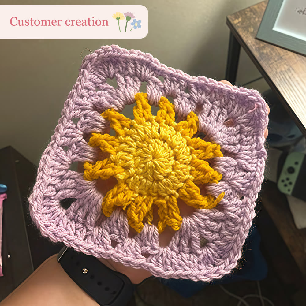 Diy Handmade Sun Granny Square Crochet Kit -  Easy Crochet Pattern | Suitable For Handmade Enthusiasts - image 5