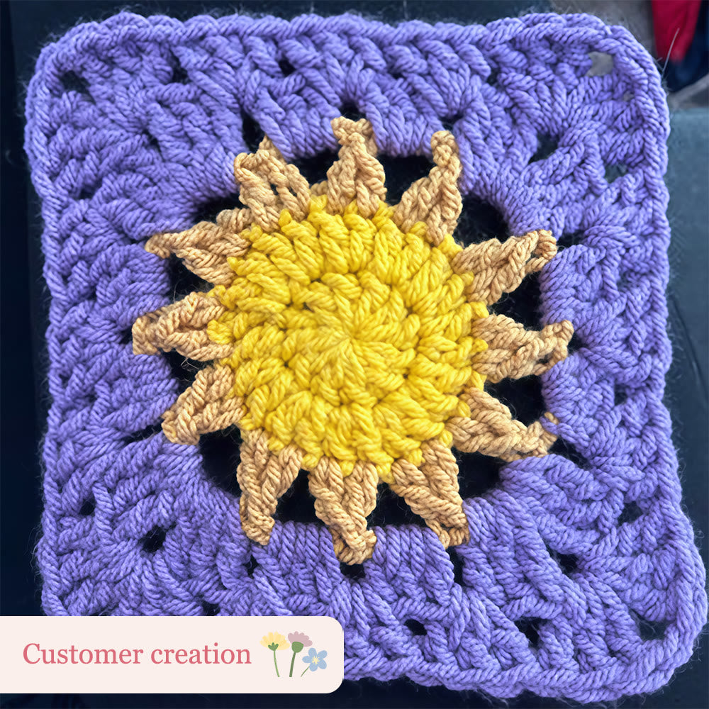 Diy Handmade Sun Granny Square Crochet Kit -  Easy Crochet Pattern | Suitable For Handmade Enthusiasts - image 3