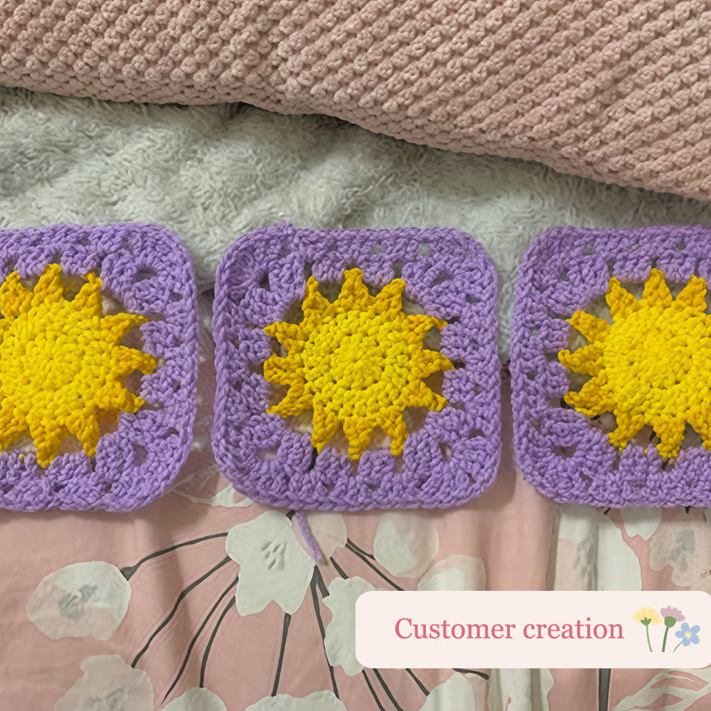 Diy Handmade Sun Granny Square Crochet Kit -  Easy Crochet Pattern | Suitable For Handmade Enthusiasts - image 4