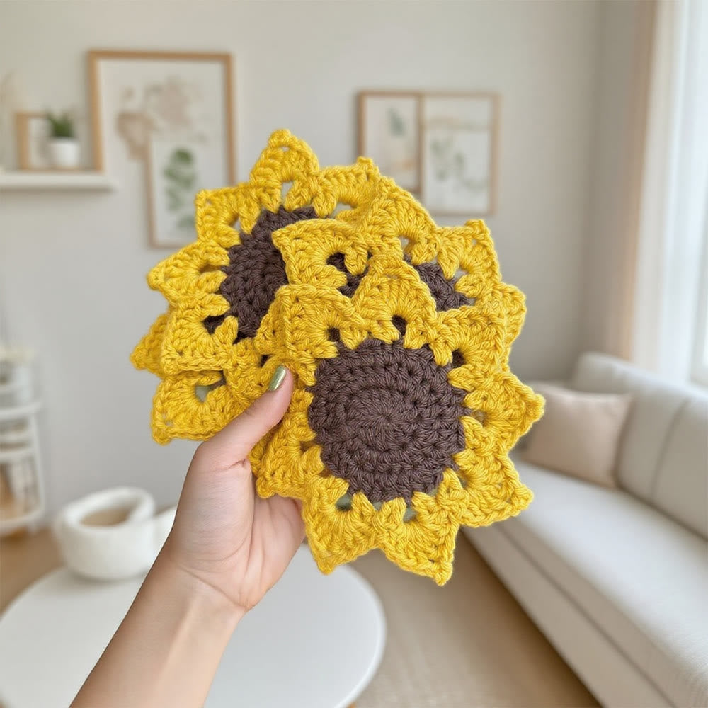 Diy Handmade Sunflower Coaster Crochet Kit - Creative Floral Handicraft | Perfect Housewarming Gift - image 3