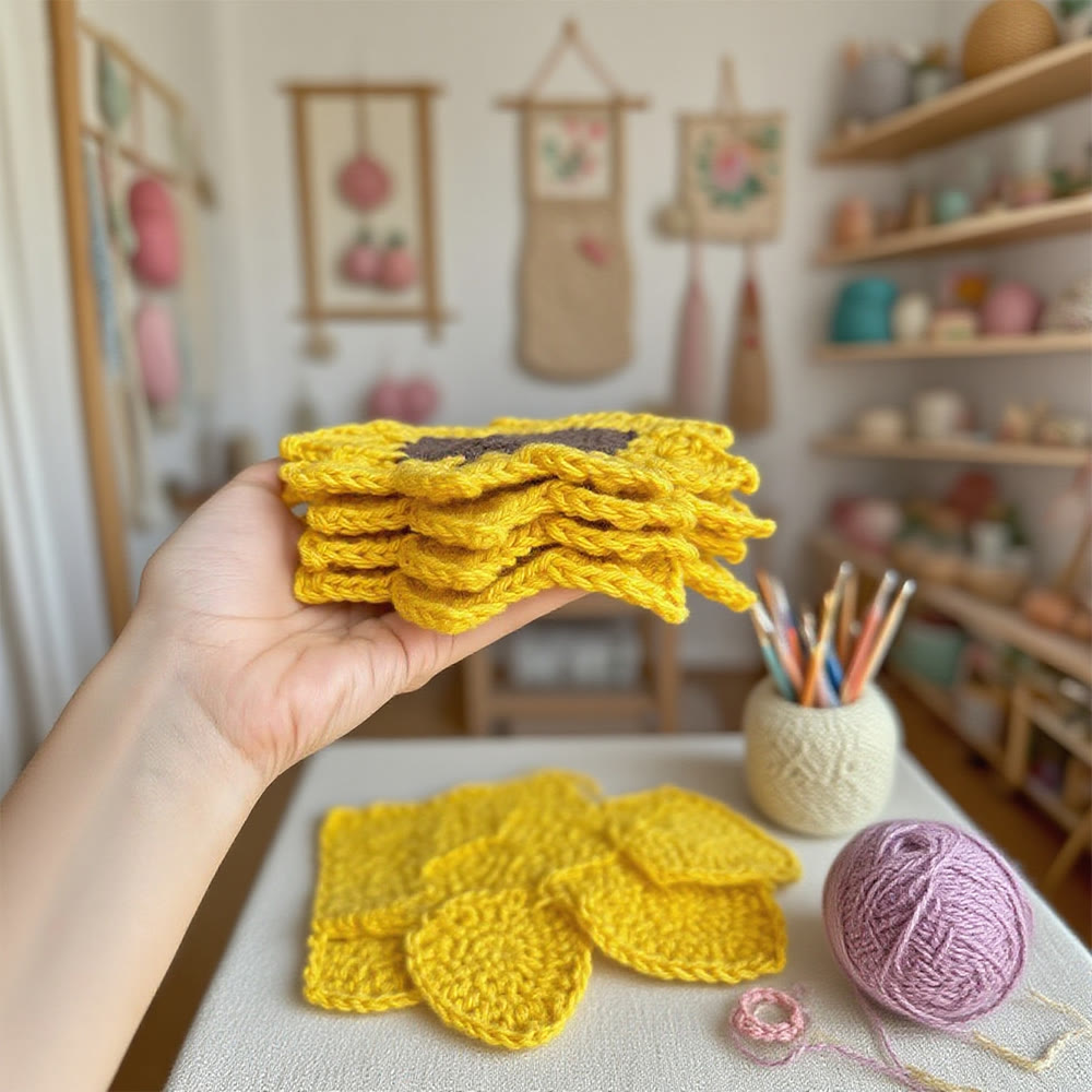 Diy Handmade Sunflower Coaster Crochet Kit - Creative Floral Handicraft | Perfect Housewarming Gift - image 4