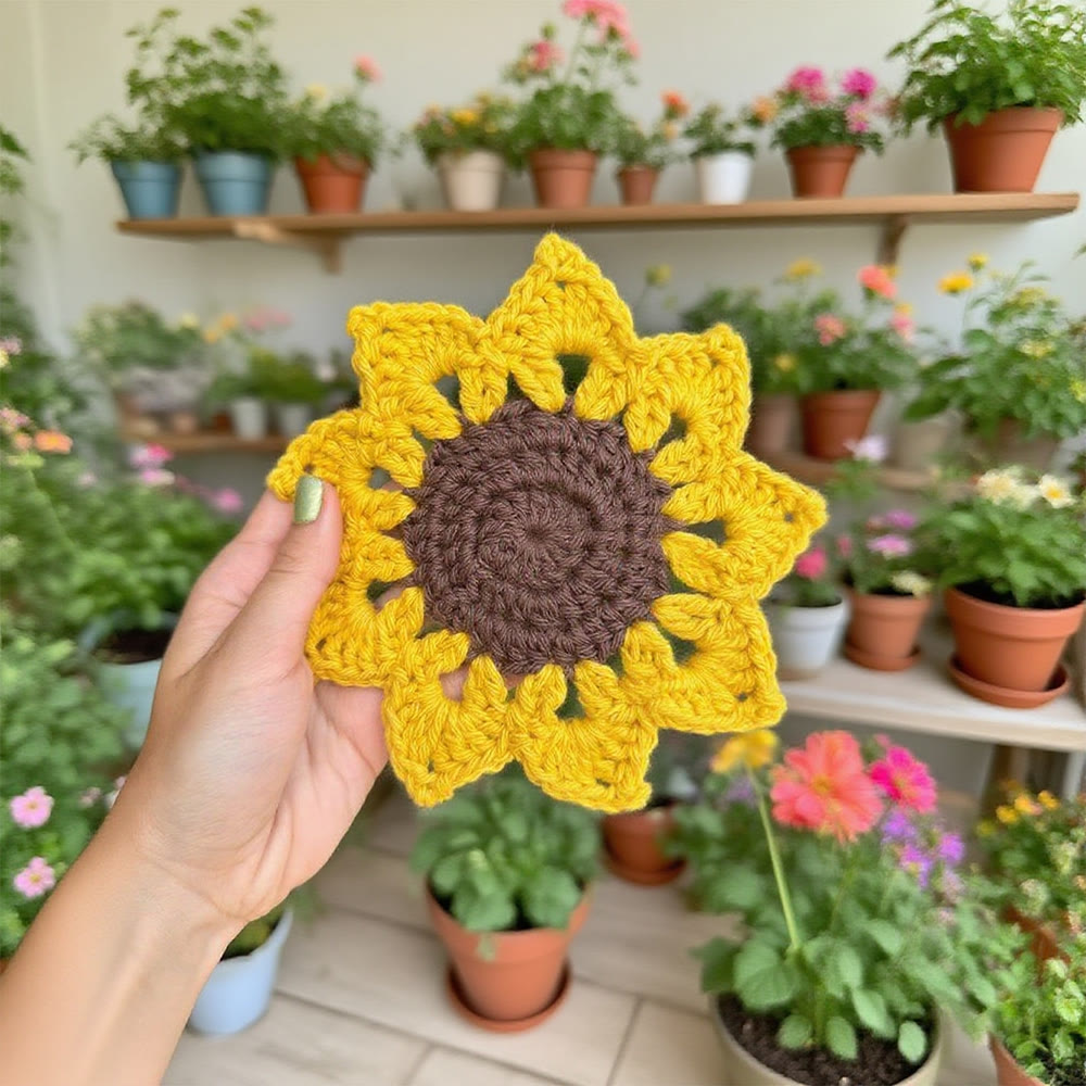 Diy Handmade Sunflower Coaster Crochet Kit - Creative Floral Handicraft | Perfect Housewarming Gift - image 2
