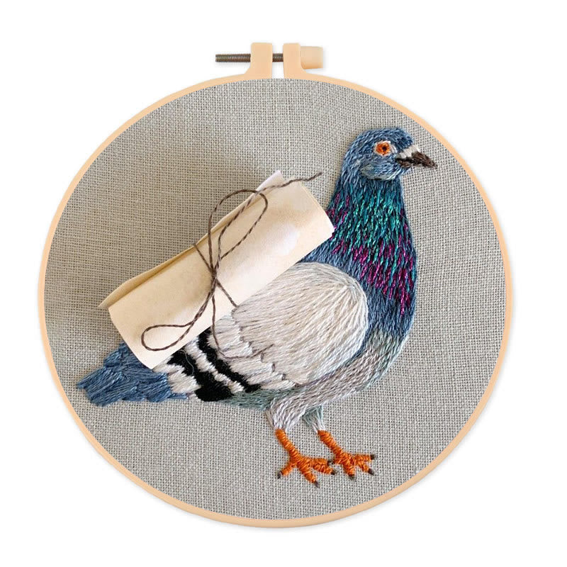 Rubbyoo Embroidery Kit - Carrier Pigeon | Diy Bird Handicraft | Creative Home Decor - 20*20cm - image 0