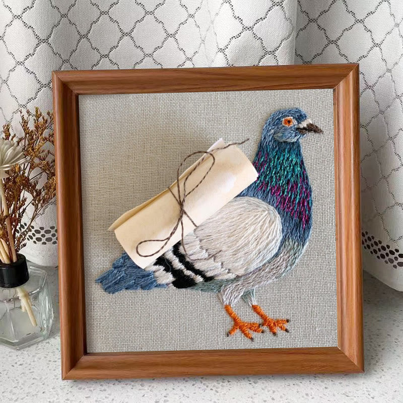 Rubbyoo Embroidery Kit - Carrier Pigeon | Diy Bird Handicraft | Creative Home Decor - Embroidery Kit Plus An Extra Frame - image 9