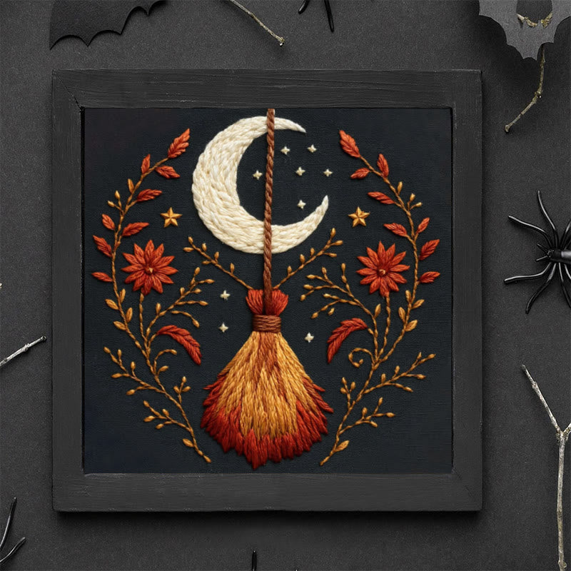Rubbyoo Embroidery Kit - Halloween Witch Broom | Diy Handmade Gifts | Halloween Wall Decor - image 8