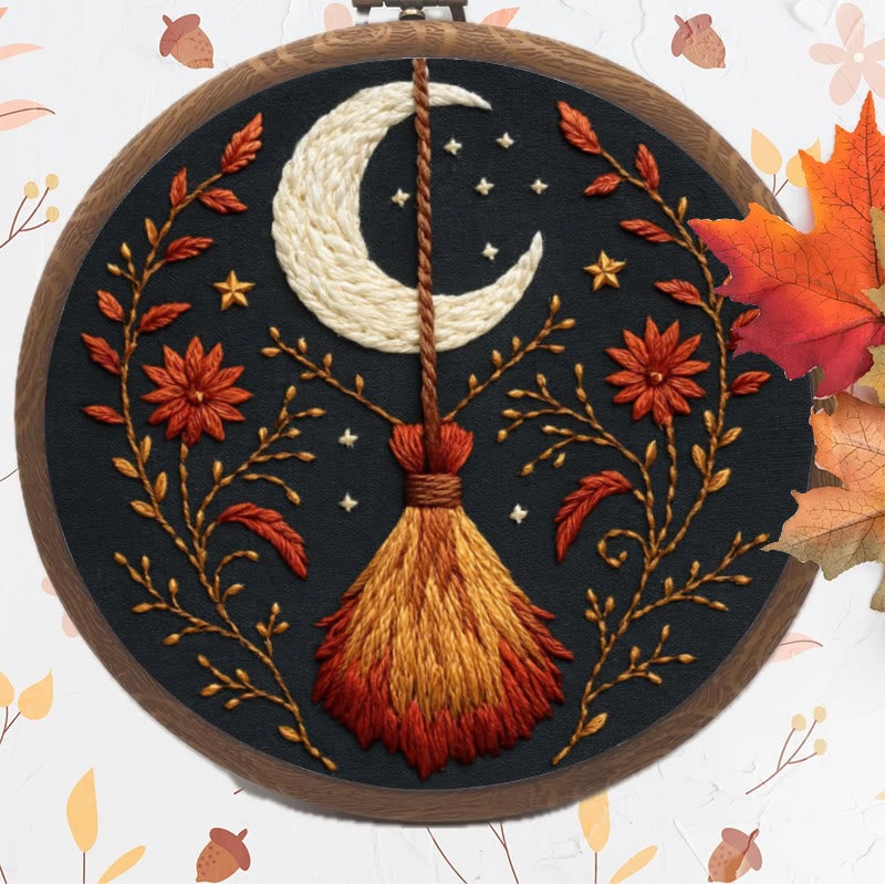 Rubbyoo Embroidery Kit - Halloween Witch Broom | Diy Handmade Gifts | Halloween Wall Decor - image 4