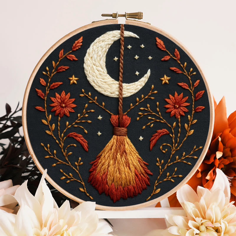 Rubbyoo Embroidery Kit - Halloween Witch Broom | Diy Handmade Gifts | Halloween Wall Decor - image 2