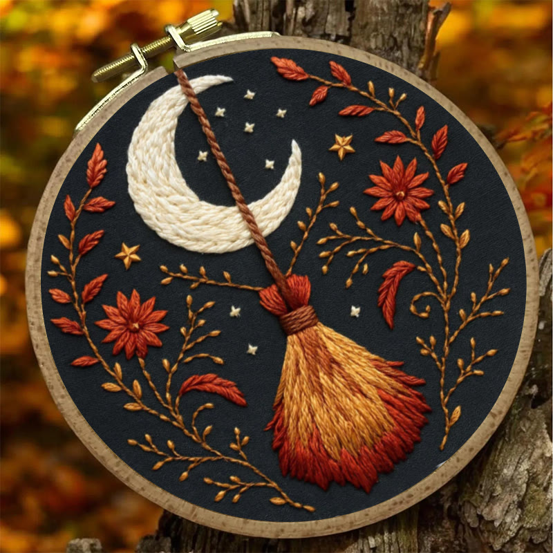 Rubbyoo Embroidery Kit - Halloween Witch Broom | Diy Handmade Gifts | Halloween Wall Decor - image 6