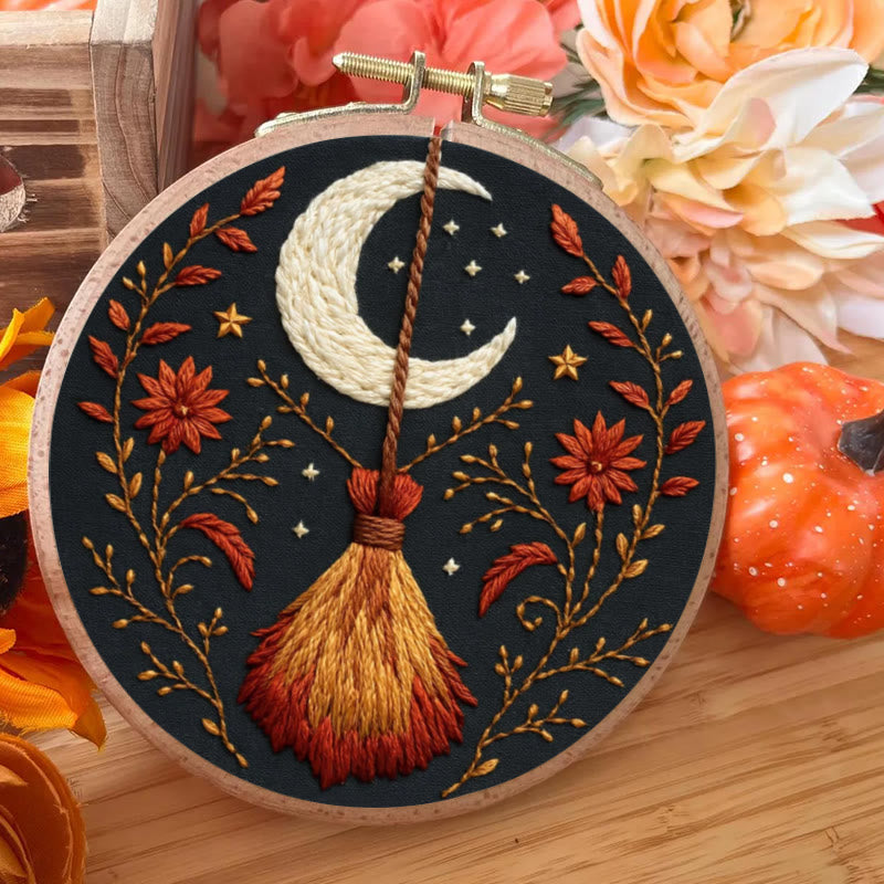 Rubbyoo Embroidery Kit - Halloween Witch Broom | Diy Handmade Gifts | Halloween Wall Decor - image 5