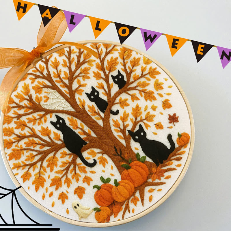 Rubbyoo Embroidery Kit - Halloween Black Cats | Spooky Desk Decor | Cat Lover Halloween Gift - image 3